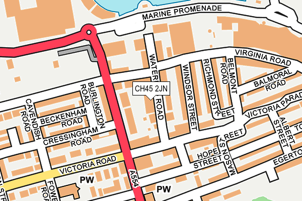 CH45 2JN map - OS OpenMap – Local (Ordnance Survey)