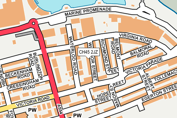 CH45 2JZ map - OS OpenMap – Local (Ordnance Survey)