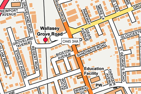 CH45 3HA map - OS OpenMap – Local (Ordnance Survey)