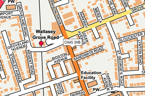 CH45 3HB map - OS OpenMap – Local (Ordnance Survey)