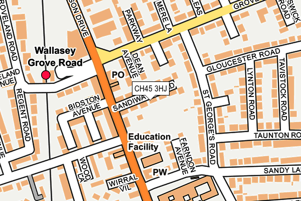 CH45 3HJ map - OS OpenMap – Local (Ordnance Survey)