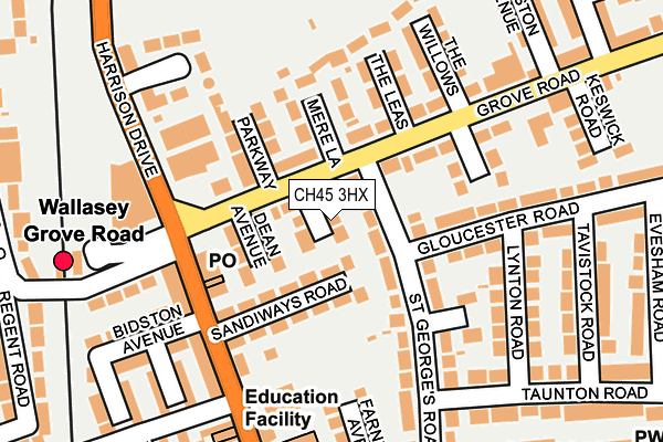 CH45 3HX map - OS OpenMap – Local (Ordnance Survey)