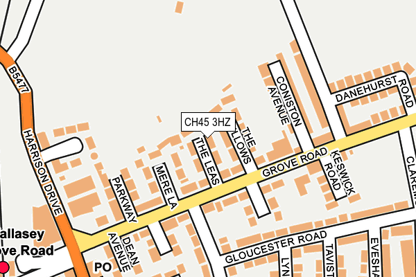CH45 3HZ map - OS OpenMap – Local (Ordnance Survey)