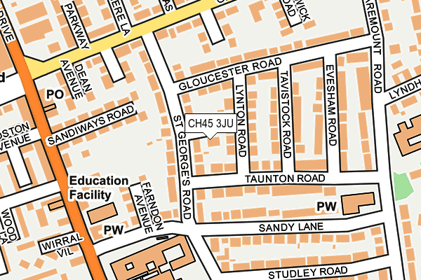 CH45 3JU map - OS OpenMap – Local (Ordnance Survey)