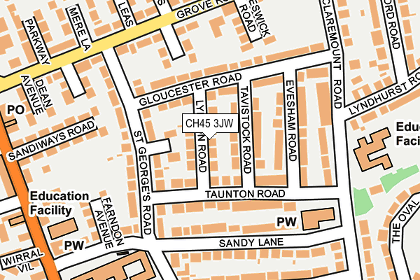 CH45 3JW map - OS OpenMap – Local (Ordnance Survey)