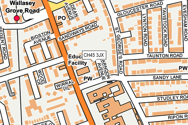 CH45 3JX map - OS OpenMap – Local (Ordnance Survey)