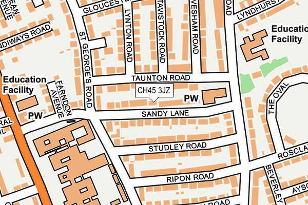 CH45 3JZ map - OS OpenMap – Local (Ordnance Survey)