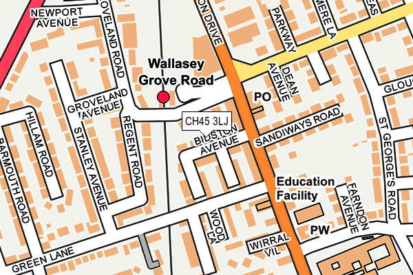 CH45 3LJ map - OS OpenMap – Local (Ordnance Survey)