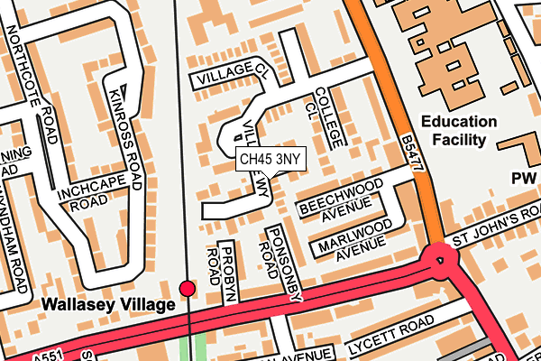 CH45 3NY map - OS OpenMap – Local (Ordnance Survey)