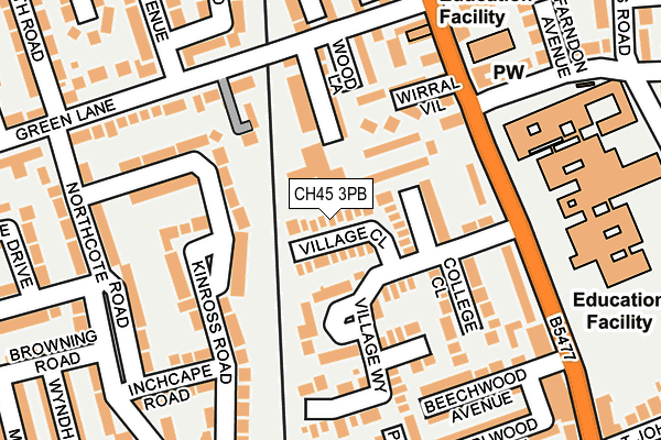 CH45 3PB map - OS OpenMap – Local (Ordnance Survey)