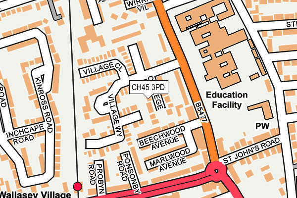 CH45 3PD map - OS OpenMap – Local (Ordnance Survey)