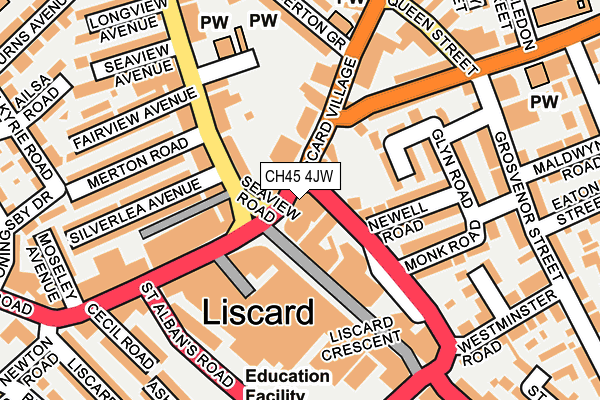 CH45 4JW map - OS OpenMap – Local (Ordnance Survey)