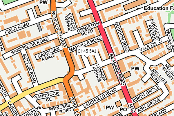 CH45 5AJ map - OS OpenMap – Local (Ordnance Survey)