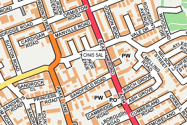 CH45 5AL map - OS OpenMap – Local (Ordnance Survey)