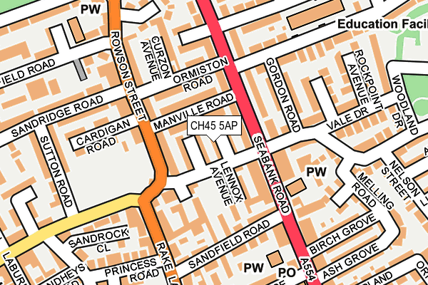 CH45 5AP map - OS OpenMap – Local (Ordnance Survey)