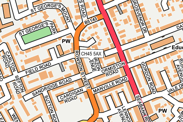 CH45 5AX map - OS OpenMap – Local (Ordnance Survey)