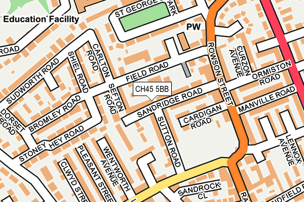 CH45 5BB map - OS OpenMap – Local (Ordnance Survey)