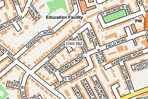 CH45 5BZ map - OS OpenMap – Local (Ordnance Survey)