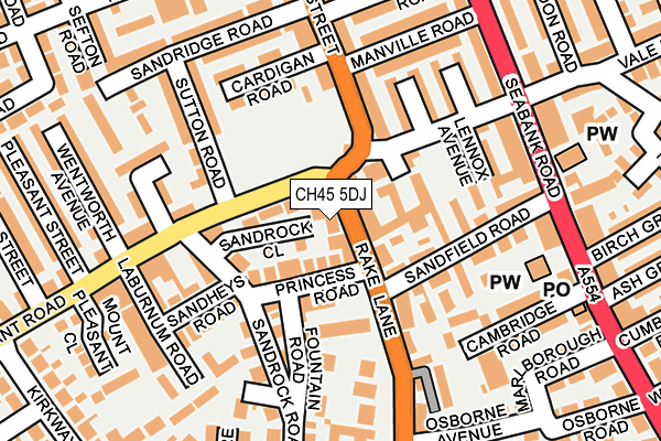 CH45 5DJ map - OS OpenMap – Local (Ordnance Survey)