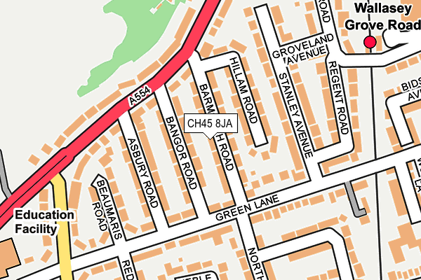 CH45 8JA map - OS OpenMap – Local (Ordnance Survey)