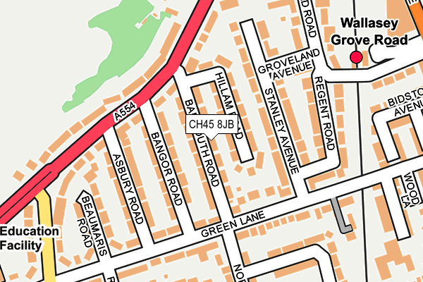 CH45 8JB map - OS OpenMap – Local (Ordnance Survey)