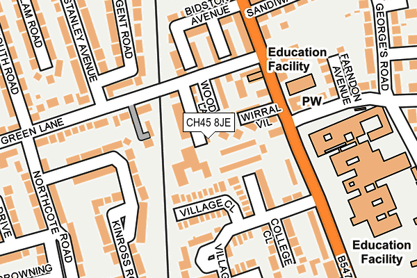 CH45 8JE map - OS OpenMap – Local (Ordnance Survey)