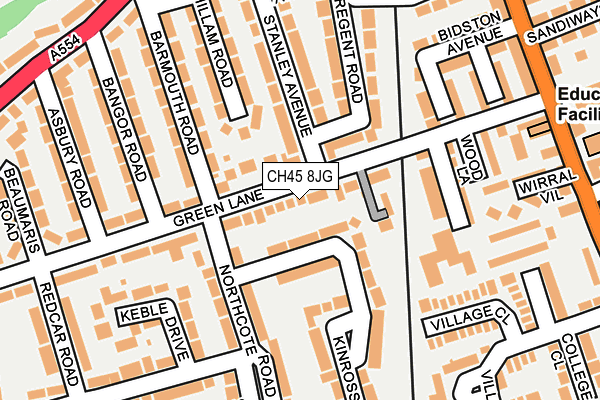 CH45 8JG map - OS OpenMap – Local (Ordnance Survey)