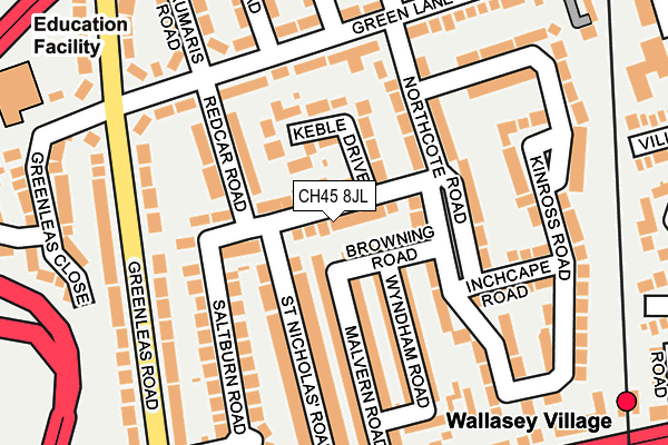 CH45 8JL map - OS OpenMap – Local (Ordnance Survey)