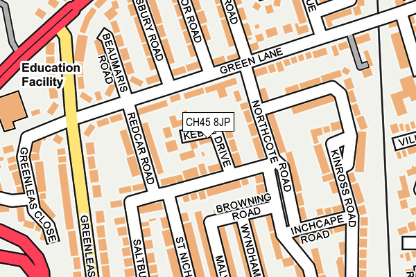 CH45 8JP map - OS OpenMap – Local (Ordnance Survey)