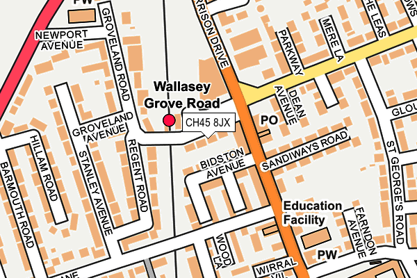 CH45 8JX map - OS OpenMap – Local (Ordnance Survey)