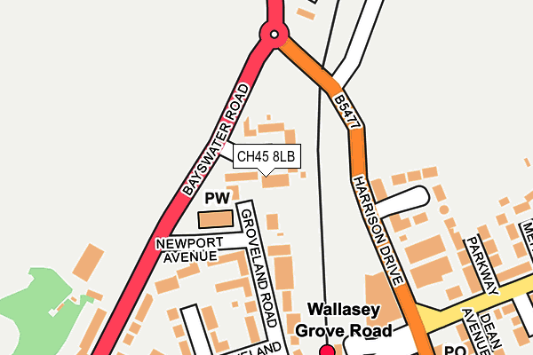 CH45 8LB map - OS OpenMap – Local (Ordnance Survey)