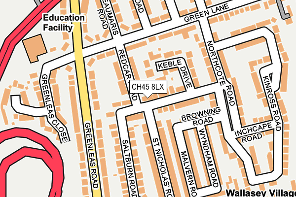 CH45 8LX map - OS OpenMap – Local (Ordnance Survey)