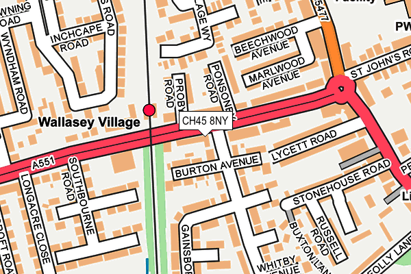 CH45 8NY map - OS OpenMap – Local (Ordnance Survey)