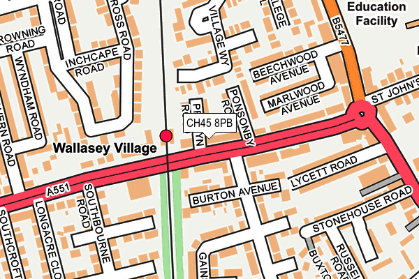 CH45 8PB map - OS OpenMap – Local (Ordnance Survey)