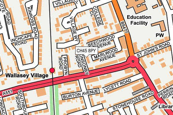 CH45 8PY map - OS OpenMap – Local (Ordnance Survey)