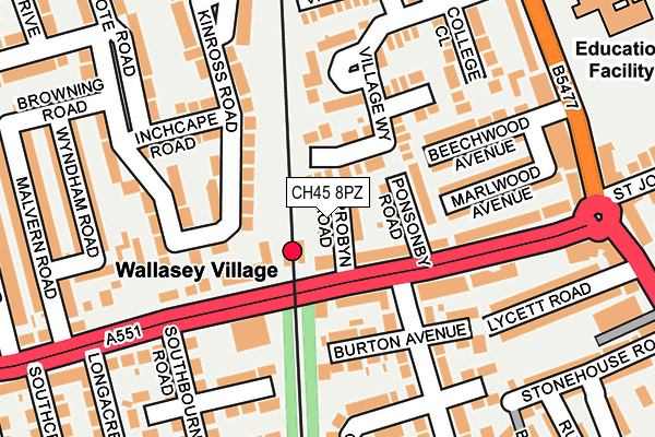 CH45 8PZ map - OS OpenMap – Local (Ordnance Survey)