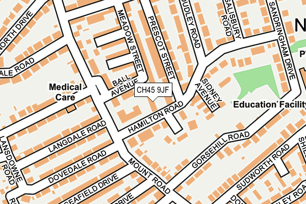 CH45 9JF map - OS OpenMap – Local (Ordnance Survey)