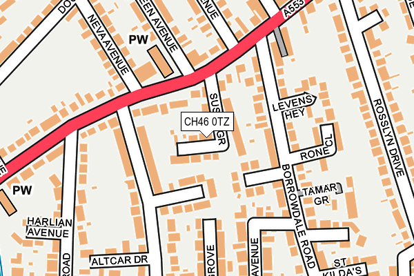 CH46 0TZ map - OS OpenMap – Local (Ordnance Survey)