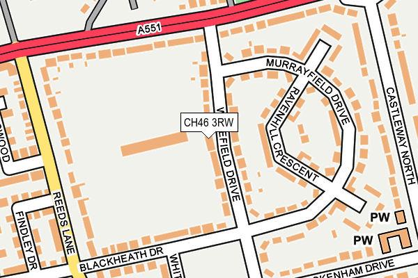 CH46 3RW map - OS OpenMap – Local (Ordnance Survey)