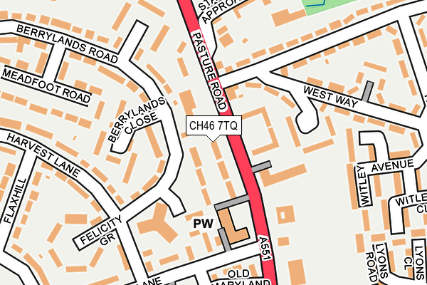 CH46 7TQ map - OS OpenMap – Local (Ordnance Survey)