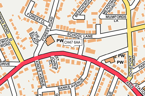 CH47 6AA map - OS OpenMap – Local (Ordnance Survey)