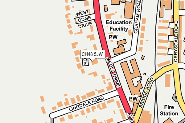 CH48 5JW map - OS OpenMap – Local (Ordnance Survey)