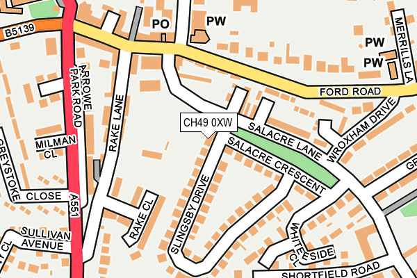 CH49 0XW map - OS OpenMap – Local (Ordnance Survey)