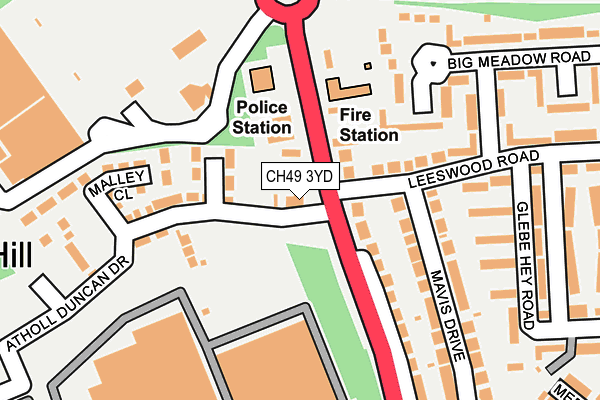 CH49 3YD map - OS OpenMap – Local (Ordnance Survey)