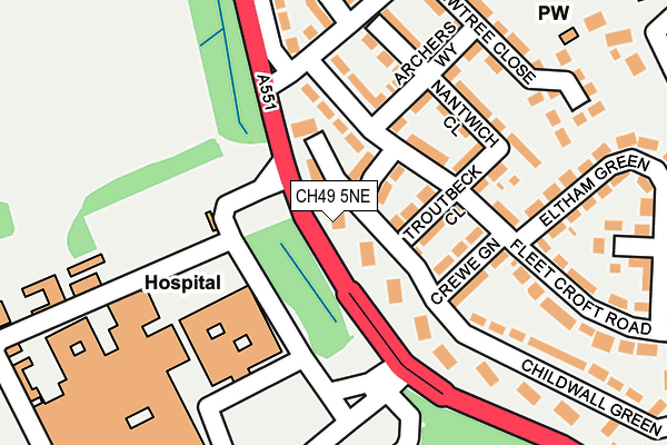 CH49 5NE map - OS OpenMap – Local (Ordnance Survey)