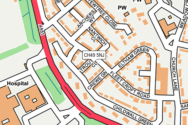 CH49 5NJ map - OS OpenMap – Local (Ordnance Survey)