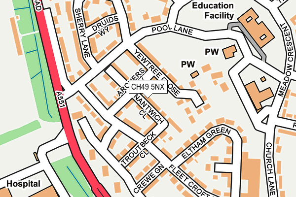 CH49 5NX map - OS OpenMap – Local (Ordnance Survey)