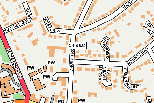 CH49 6JZ map - OS OpenMap – Local (Ordnance Survey)