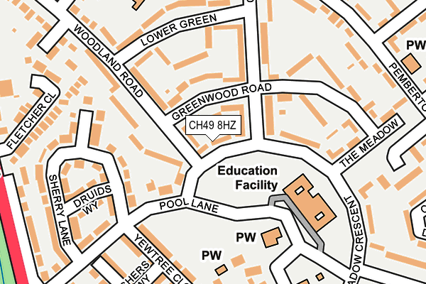 CH49 8HZ map - OS OpenMap – Local (Ordnance Survey)