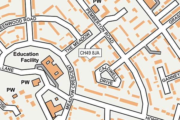 CH49 8JA map - OS OpenMap – Local (Ordnance Survey)